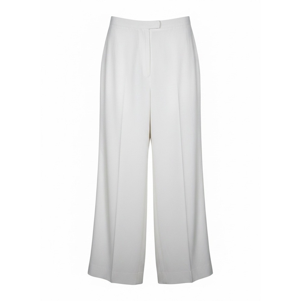 Lafayette 148 White 100% Cotton Ankle Crop Wide Leg Trouser Pants Size 16
